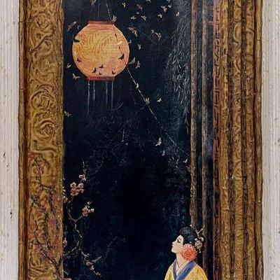 Art Deco - Marygold - Mary Gold Print On Wood Paper Lantern - Signed 