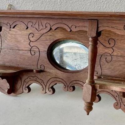 Antique Wood Victorian Shelf With Mirror (as Is) 
