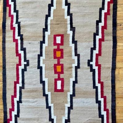 Vintage Navajo Handwoven Early Wool Rug 