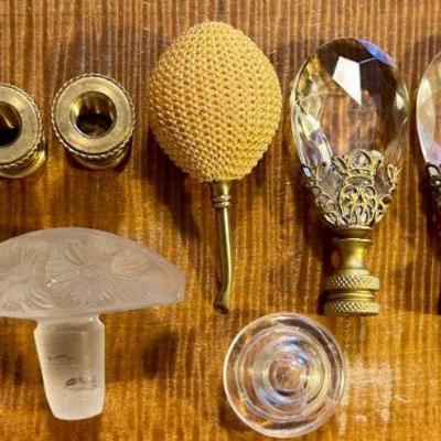 Vintage Faceted Glass Lamp Finials - Perfume Stoppers - Lids And More 
