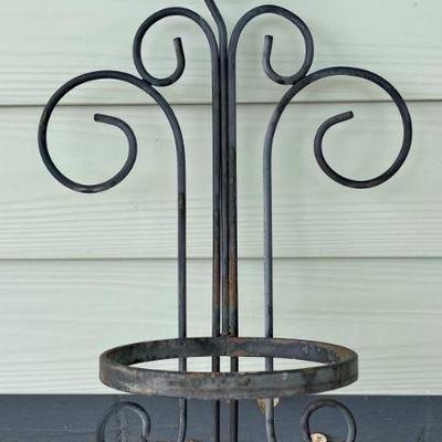 Vintage Wrought Iron Outdoor Hanging Planter 