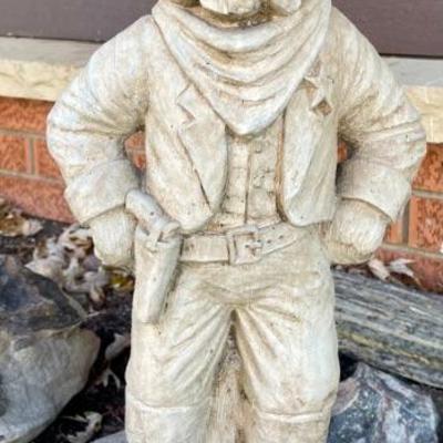 Standing Cast Concrete Sheriff Bulldog Garden Statue By Dawg (as Is)