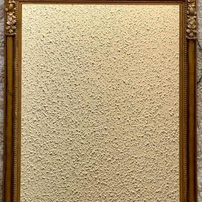 Antique Gold Gilt Ormolu Wood Framed Mirror With Painted Flowers 