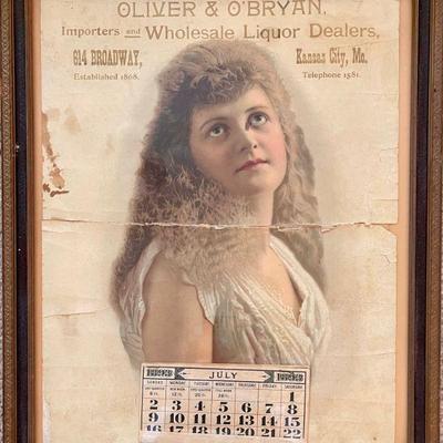 1893 Oliver & Obryan Kansas City Wholesale Liquor Dealers Framed Advertising Print 