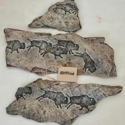Vintage Frags By John Running - 3 Piece Limited Edition Buffalo Jump 332/450 Reproduction Petroglyph 