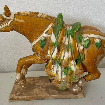 Vintage Chinese Sancai Pottery Horse Tang Dynasty Style 