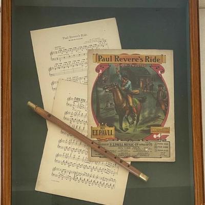 Paul Revere Vintage Shadowbox With Sheet Music And Piccolo 