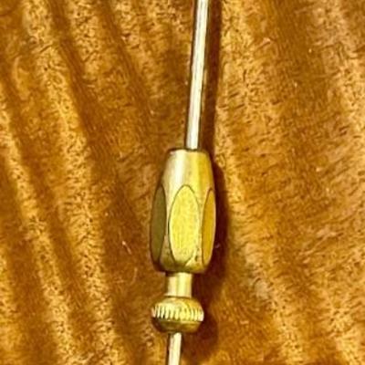 Antique 10k Gold And Faceted Square Ruby 3.75 Inch Hat Pin - 2.13 Grams