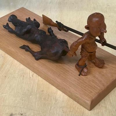Vintage 12" Hand Carved Folk Art Wooden Sculpture 