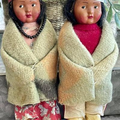 (2) Skookum Bully Good Indian Male & Female 6.5 Inch Dolls 