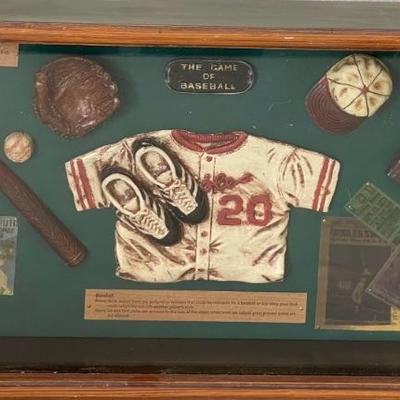 Vintage 3 Hands Corporation History Of Baseball Shadow Box 