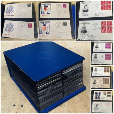 90 Page Binder Of Assorted 1930's - 40's Post Cards With Stamps - Dale Winder, Marion Indiana