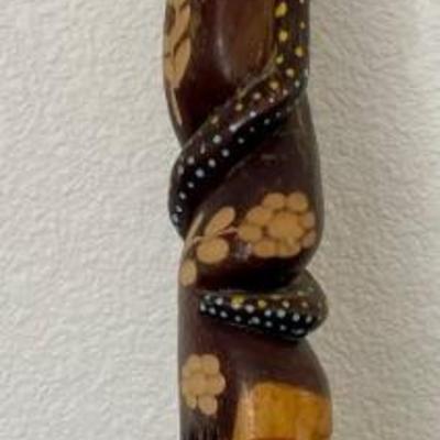Vintage Hand Carved Double Face Jamaica Walking Stick 