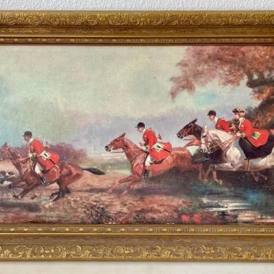 Vintage Eugene Pechaubes The Hunt Print In Ornate Gold Frame (as Is) 