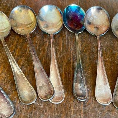 Set Of (8) WW2 United States Navy 1940's 7 Inch Soup Spoons International Silver Company