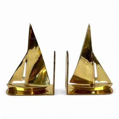 Made in England Lux Set of Brass Sail Boat Bookends