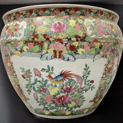 Famille Rose Medallion Hand Painted Planter 