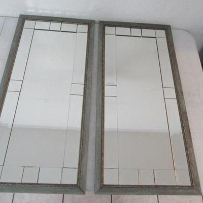 Pair of Framed Mirrors with Beveled Border - 14" x 30"