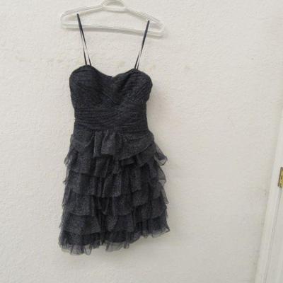 Vintage Hailey Adrianna Pappell Cocktail Dress - Silver Sparkly Navy - Size 10