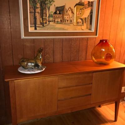 Blenko glass 
Teak credenza
