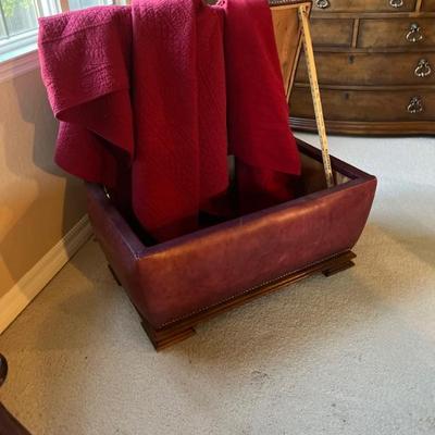 RED LEATHER STORAGE OTTOMAN
LINENS