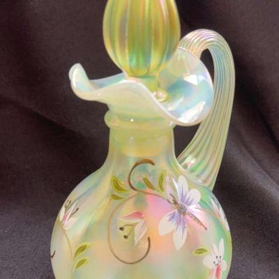 Fenton 2001 Lily Trail on Topaz Satin Cruet
