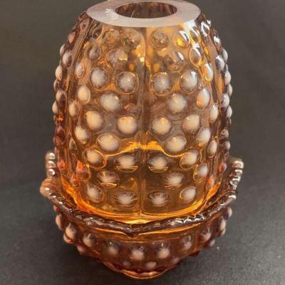 Fenton Amber Hobnail Fairy Lamp