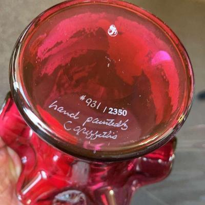 Fenton Cranberry Opalescent Vase Bottom