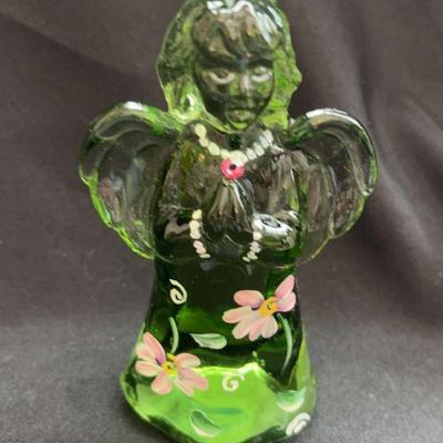 Sale Photo Thumbnail #39: Fenton Fern Green Mini Angel - Hand Painted