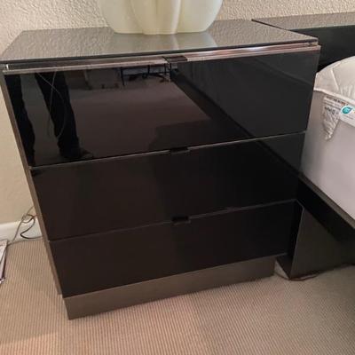 Post Modern Glass Covered Pair Nightstands  $ 195