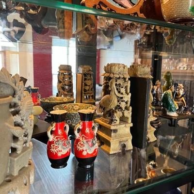 Vintage Asian Carved Soapstone, beautiful carved details 