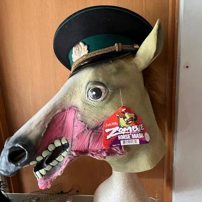 DONKEY RUBBER MASK & RUSSIAN CAP.