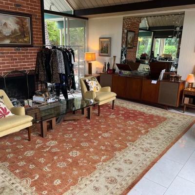 another nice rug, 2 upholstered chairs and more!