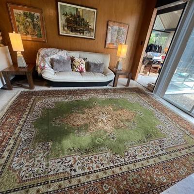 This green beautiful Persian rug is vintage gorgeous!