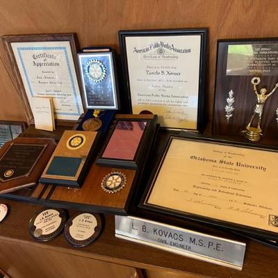 PLAQUES & AWARDS GIVEN TO MR. KOVACS