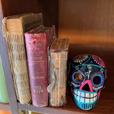 old books day of dead skulls.