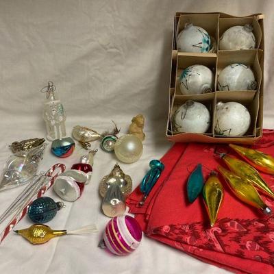 Vintage shiny brite and blown glass ornaments