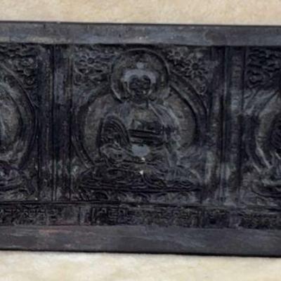 Wooden three buddha set cover for dharma books