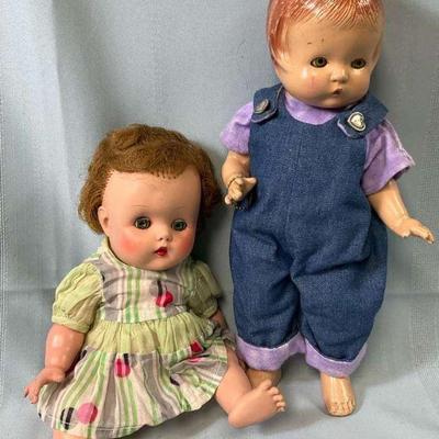 14 effanbee composite and a 12” plastic doll