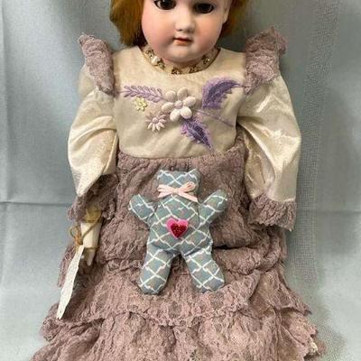Late1800 s armard marseille porcelain and leather doll made in germany