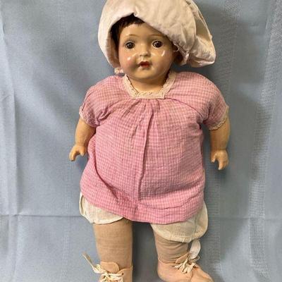 18 antique composition and stuffing doll
