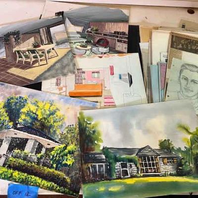 https://ctbids.com/estate-sale/34519/item/3869900/Mystery-Lot-Of-Architectural-Drawings-And-Paintings