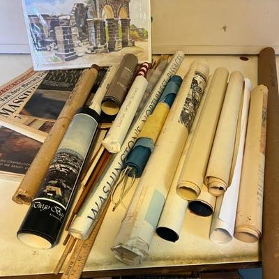 https://ctbids.com/estate-sale/34519/item/3870225/Mystery-Lot-Of-Maps-Posters-Periodicals-Flags-Etc