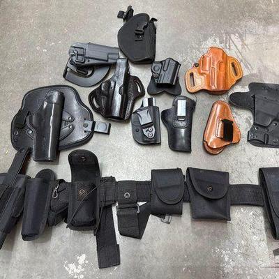 #2606 • (10) Pistol Holsters and (1) Tactical Belt
