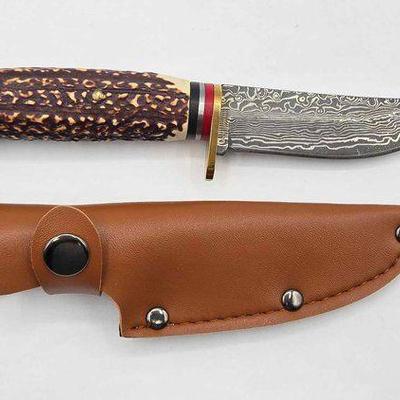 #1802 • NEW!!! Wild Turkey Handmade Collection Fixed Blade Faux Handle Hunting Knife W/ Sheath
