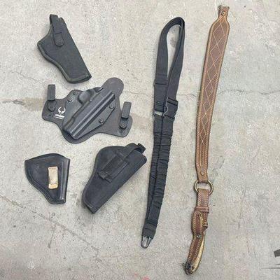 #2596 • (4) Pistol Holsters & (2) Slings
