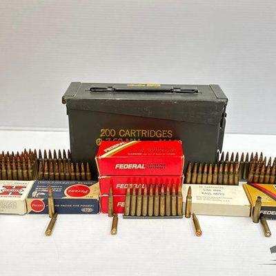 #1406 • Approx (300) Rounds of 5.56mm & 223 Ammo, Reloading Brass W/ Ammo Box
