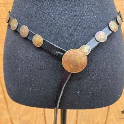 #1560 • Indian Head Penny Belt with Buffalo Nickel Belt Buckle
