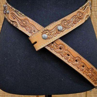 #1552 • 34" Double K Saddlery Wild Ostrich Studded Belt
