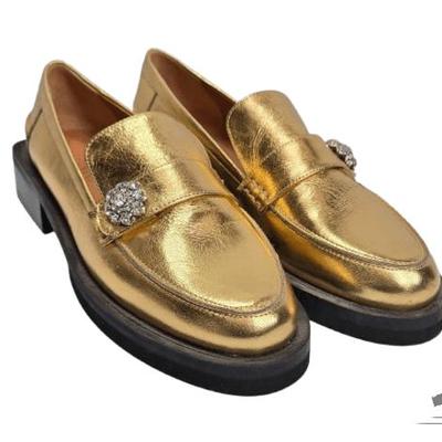 #2068 • NEW!!! Ganni Gold Loafers
